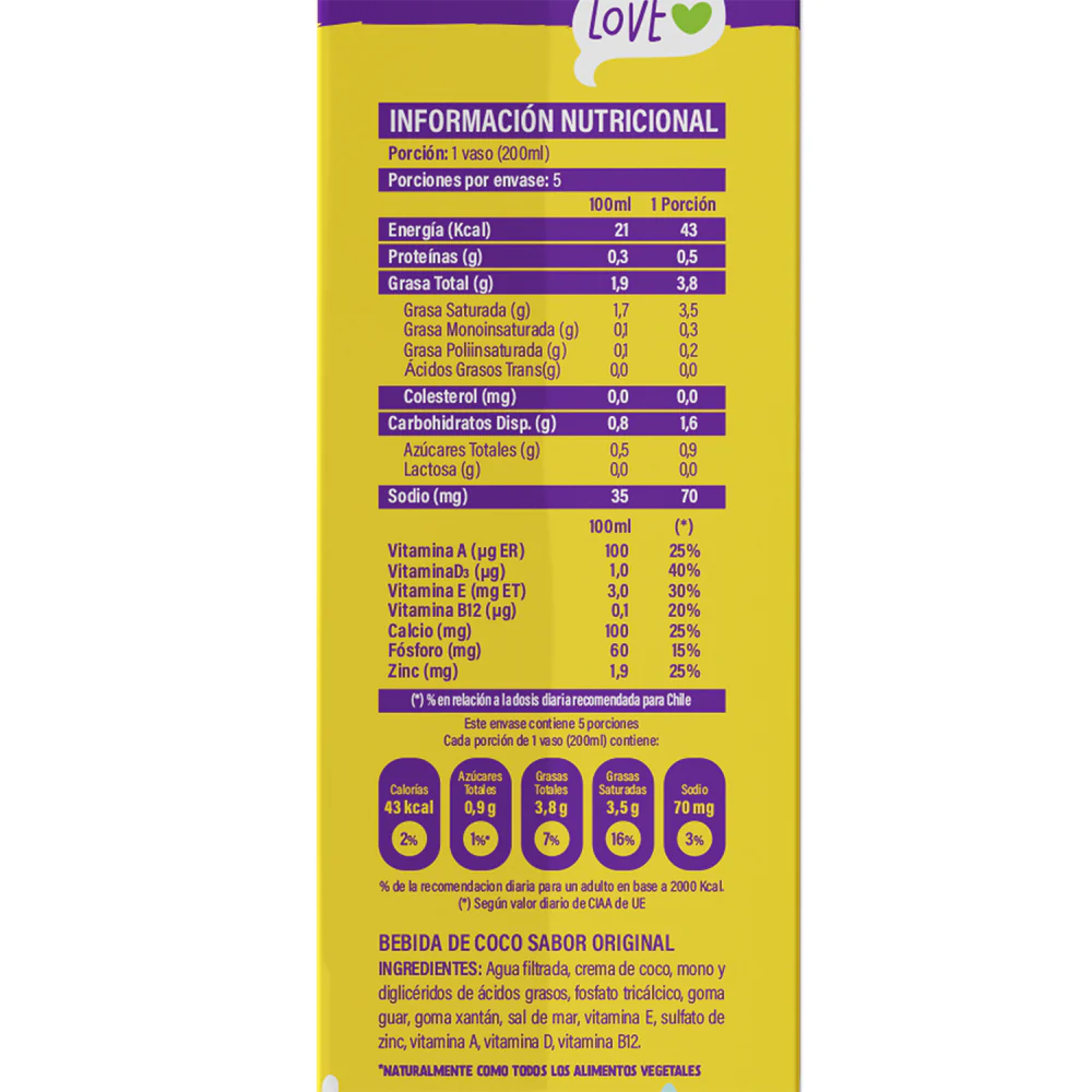 alimento de coco sin azucar 1 lt 12und alimento de coco sin azucar 1 lt 12und